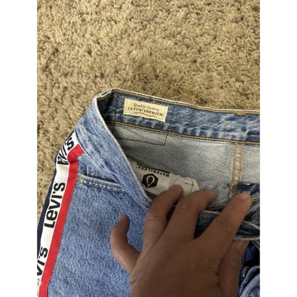 LEVIS Premium 501 Sport Tape Hi-Rise Cutoff Button Fly Denim Blue Jean Short W26 - Picture 3 of 9